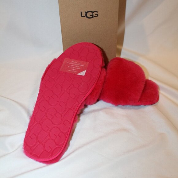 UGG‎ WOMEN'S FLUFF SLIDE SLIPPER SANDALS FUSCHIA PINK NEW - Picture 6 of 6